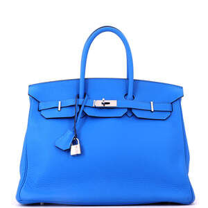 Hermes Birkin 35 Blue Clemence with Palladium Hardware